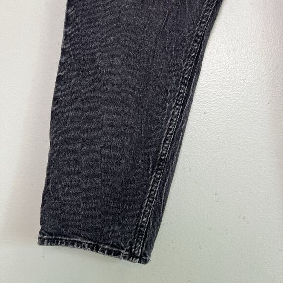 Abercrombie & Fitch Womens High Rise Ankle Mom Jeans Sz 12/31 Black Straight Leg - Picture 2 of 11